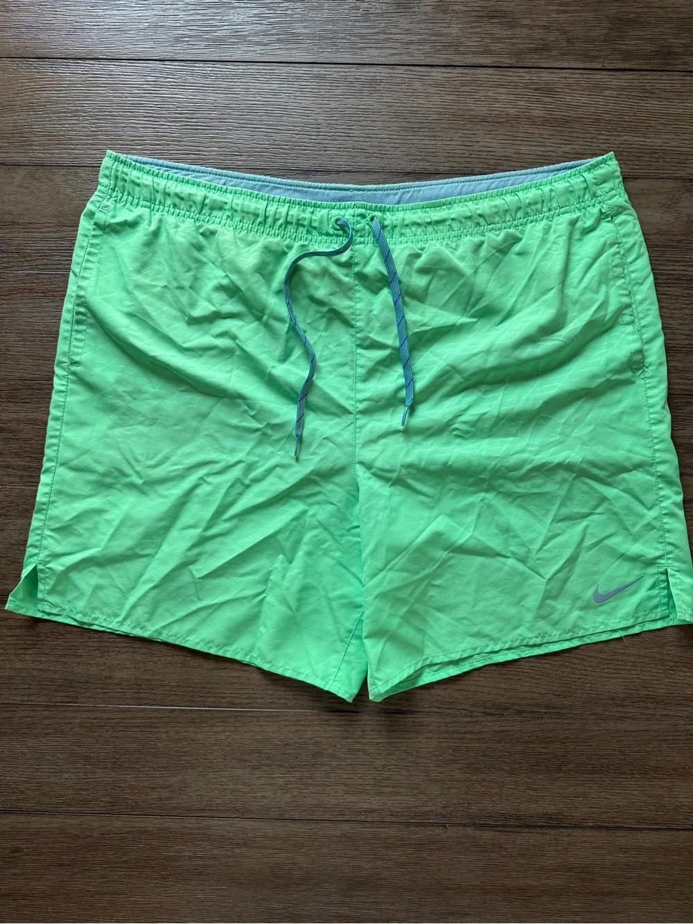 Nike Men’s Bright Green Swim Trunks with Contrast Drawstring